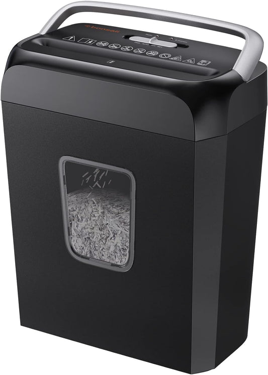 Bonsaii Paper Shredder for Home Use, 3.4 Gal Wastebasket, 6 Sheet Crosscut Paper Credit Cards, Staples, and Clips Shredder for Home Office Use, Portable Handle Design